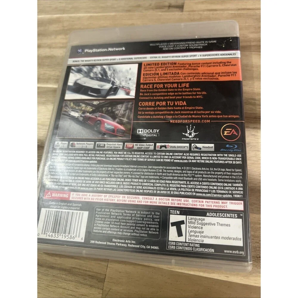 EA Need for Speed The Run Limited Edition‎ PS3 Video Game Black Racing